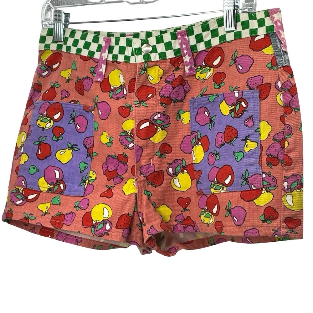 Wrangler Women's Shorts Peter Max Fruit Print Cotton Vintage 70s 15/16